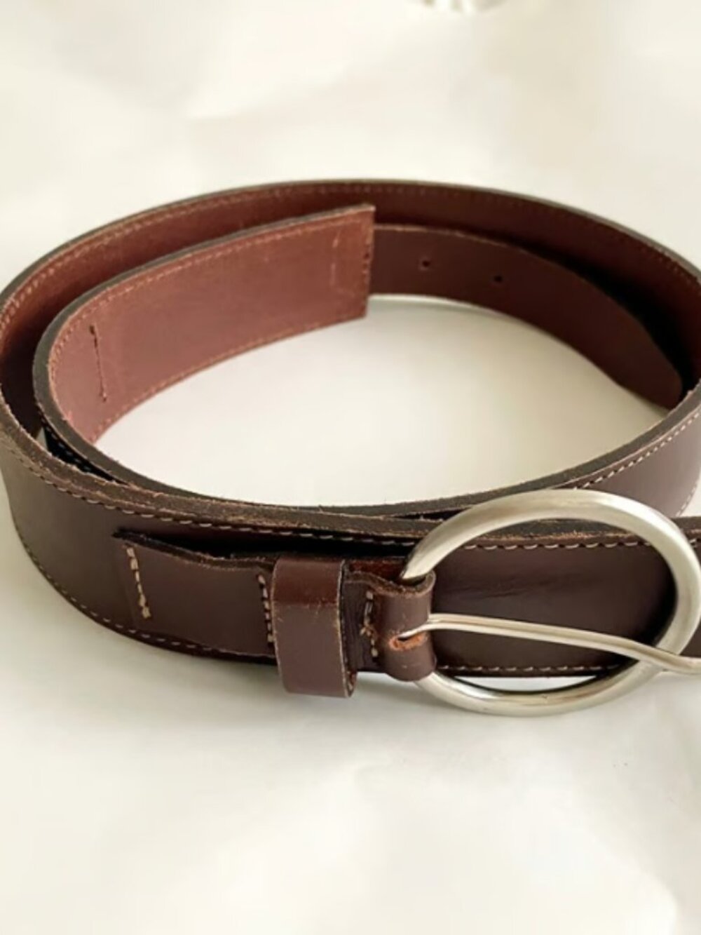 SANGIORGIO Women's Tan Brown Genuine Leather Waist Belt Size Large Italian-Made